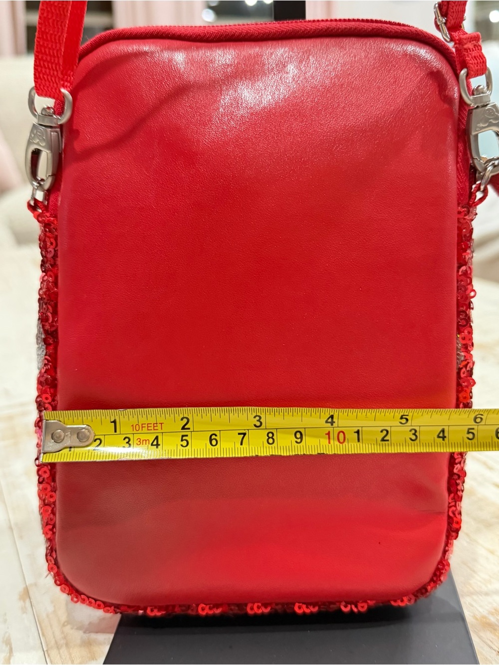 Disney Parks Red Sequins Polka Dot Crossbody Bag Red and White Minnie Mouse - Picture 11 of 14